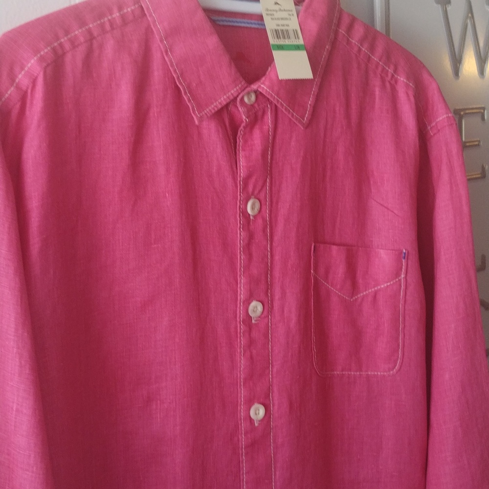 Tommy Bahama Relax 💯 percent Linen  color is Called Ruby Red NWT